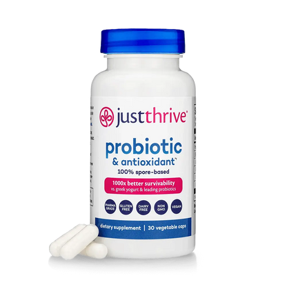 Just Thrive Probiotic, 30-count bottle, front