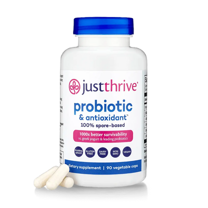 Just Thrive Probiotic, 90-count bottle, front